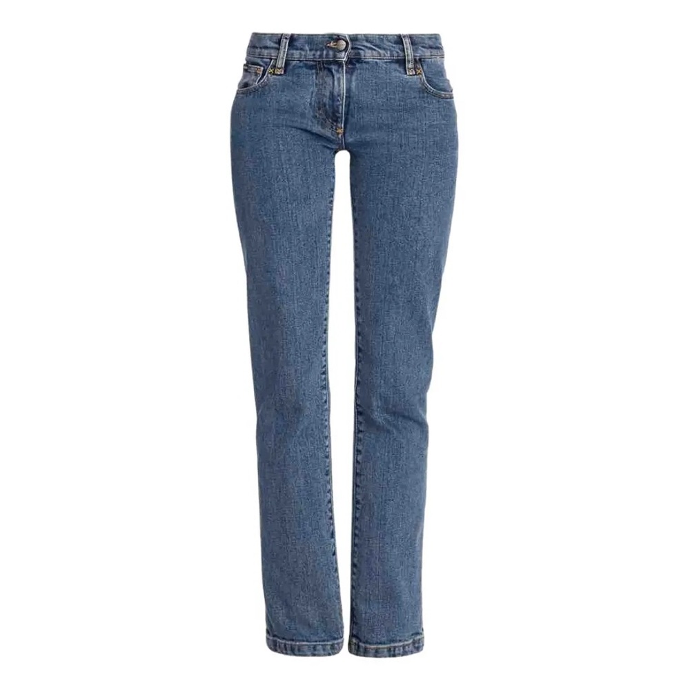 PALM ANGELS Arch Logo Mid Rise Straight Leg Jeans
